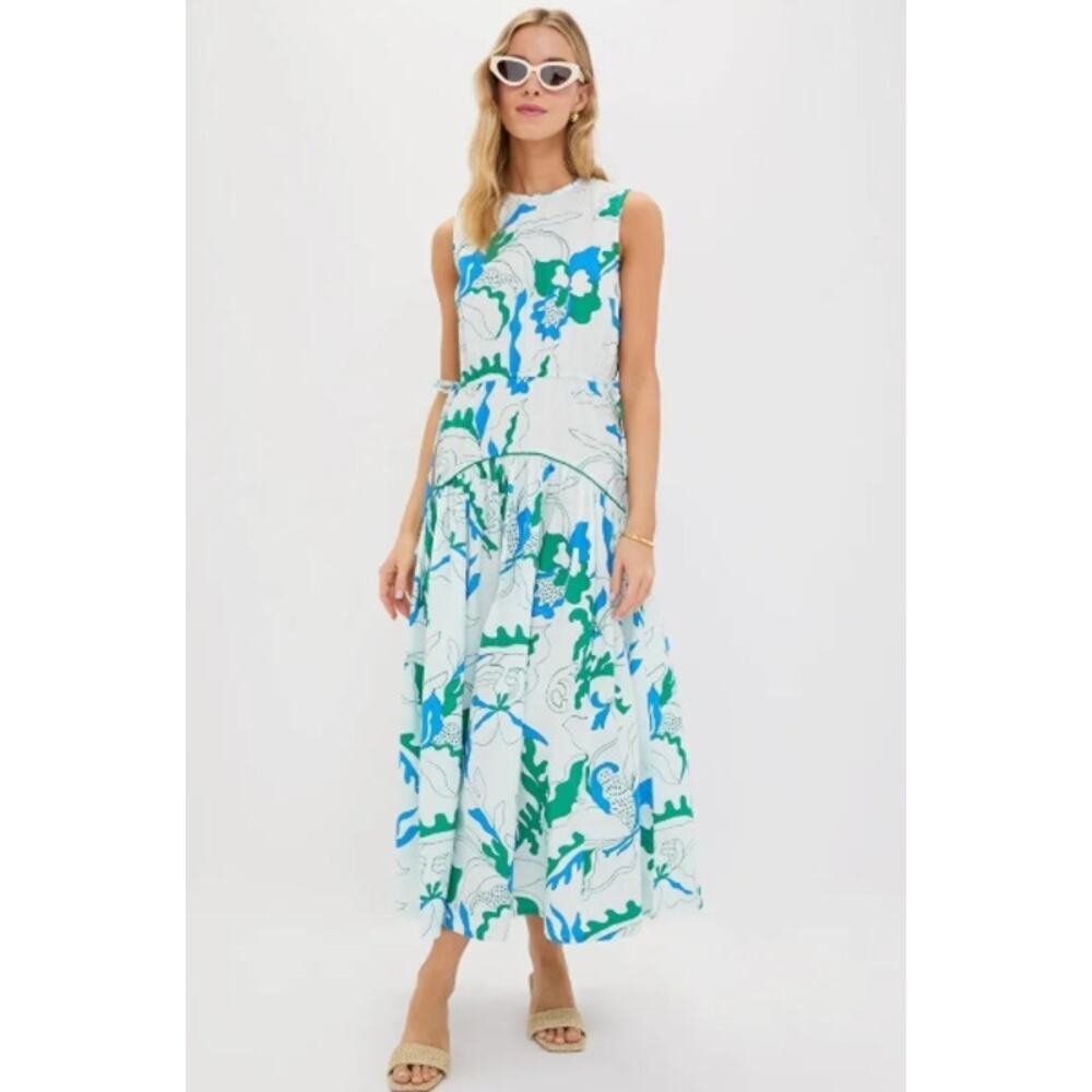 OLIPHANT Orchid Green Sleeveless Piped Maxi Dress Size XS NWT Retail $348